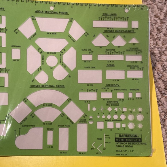 NIP Berol Rapiddesign #R-718 Interior Design/Living, Dining Room Template - Picture 4 of 6